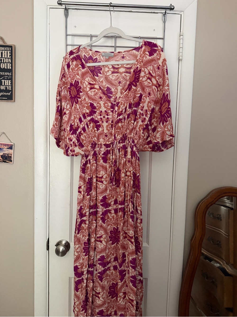Cost Plus World Market Pink and Purple Floral Maxi Dress